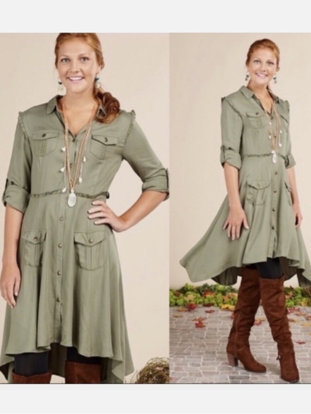 Matilda Jane Women's Once Upon A Time Green Tree Canopy Dress Size Medium